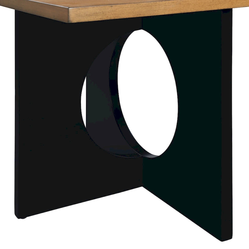 47 Contemporary Wood Rectangular Coffee Table with Clear Tempered Glass Top, Black and Light Espresso Top