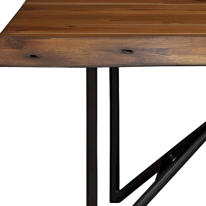 55 Brown and Black Solid Wood Dining Bench