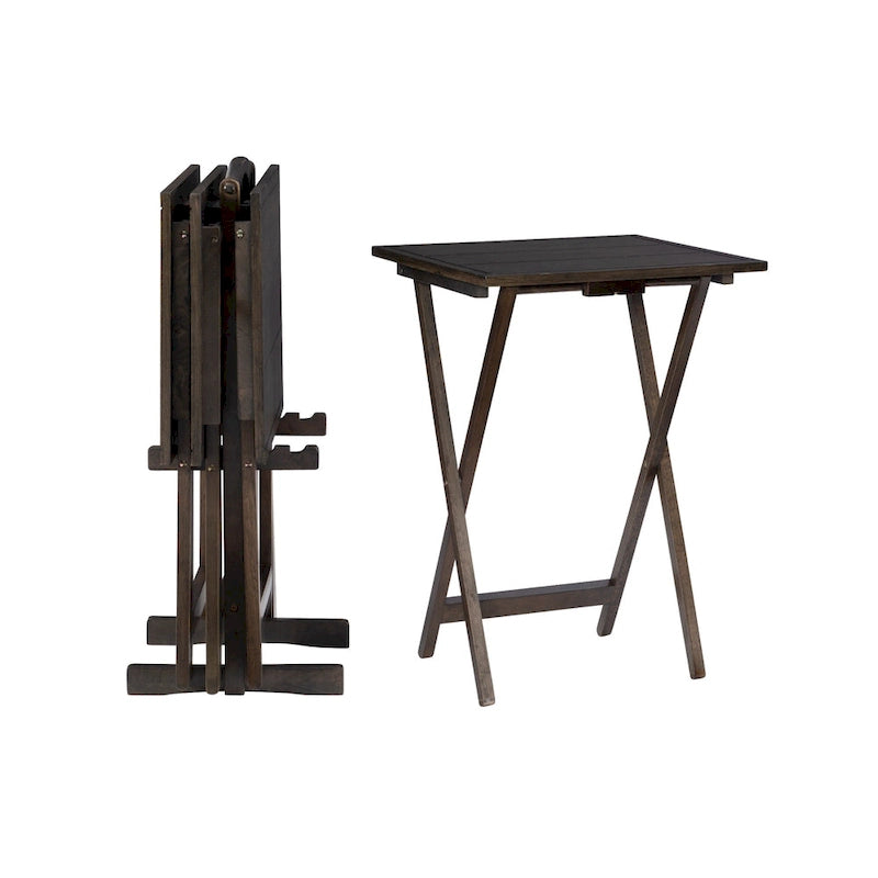 4-Piece Folding Tray Table Set with Stand - 26.5 - Gray