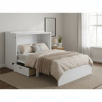Queen Size Foldable Murphy Bed with Storage Drawers & USB Charging,Space Saving Wall Bed