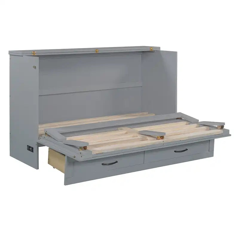 Lit escamotable Queen Size avec tiroirs de rangement et recharge USB, lit mural peu encombrant