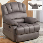 Fauteuil inclinable manuel surdimensionné marron avec inclinaison à 155°, assemblage facile et design généreux pour votre salon.