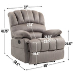 Fauteuil inclinable manuel surdimensionné marron avec inclinaison à 155°, assemblage facile et design généreux pour votre salon.