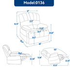 Fauteuil inclinable manuel surdimensionné marron avec inclinaison à 155°, assemblage facile et design généreux pour votre salon.