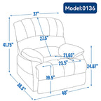 Fauteuil inclinable manuel surdimensionné marron avec inclinaison à 155°, assemblage facile et design généreux pour votre salon.