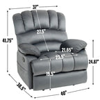 Fauteuil inclinable manuel surdimensionné marron avec inclinaison à 155°, assemblage facile et design généreux pour votre salon.