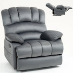 Fauteuil inclinable manuel surdimensionné marron avec inclinaison à 155°, assemblage facile et design généreux pour votre salon.