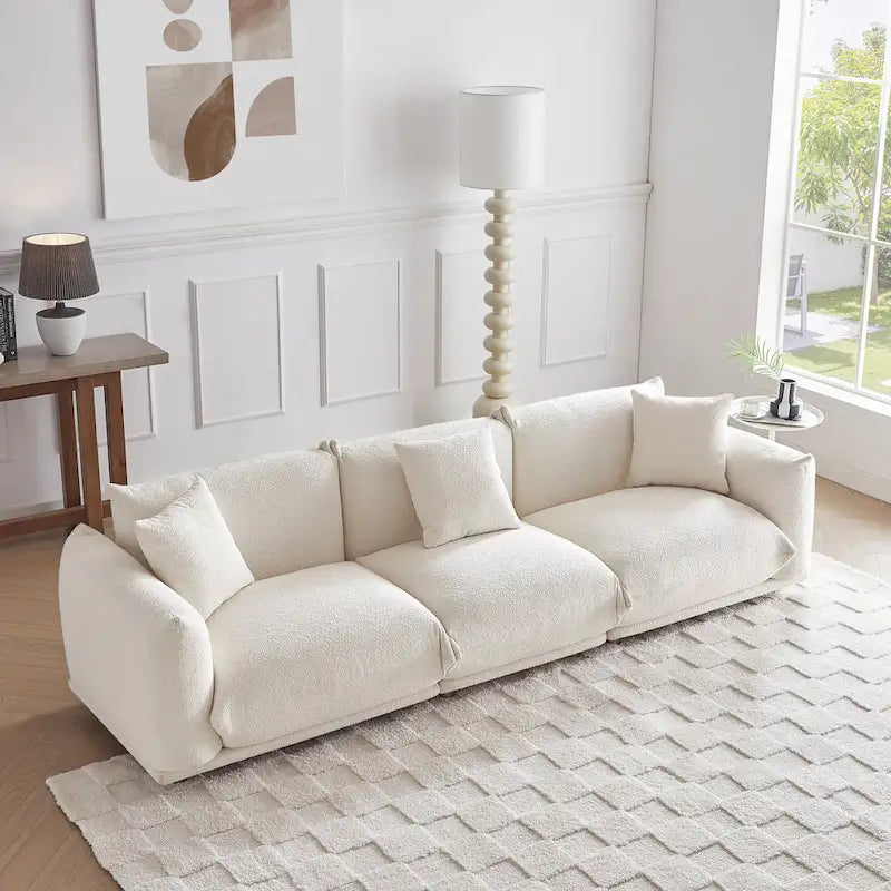 Oversized 3-seater Sofa with Metal Legs and Solid Wood Frame for Living Room