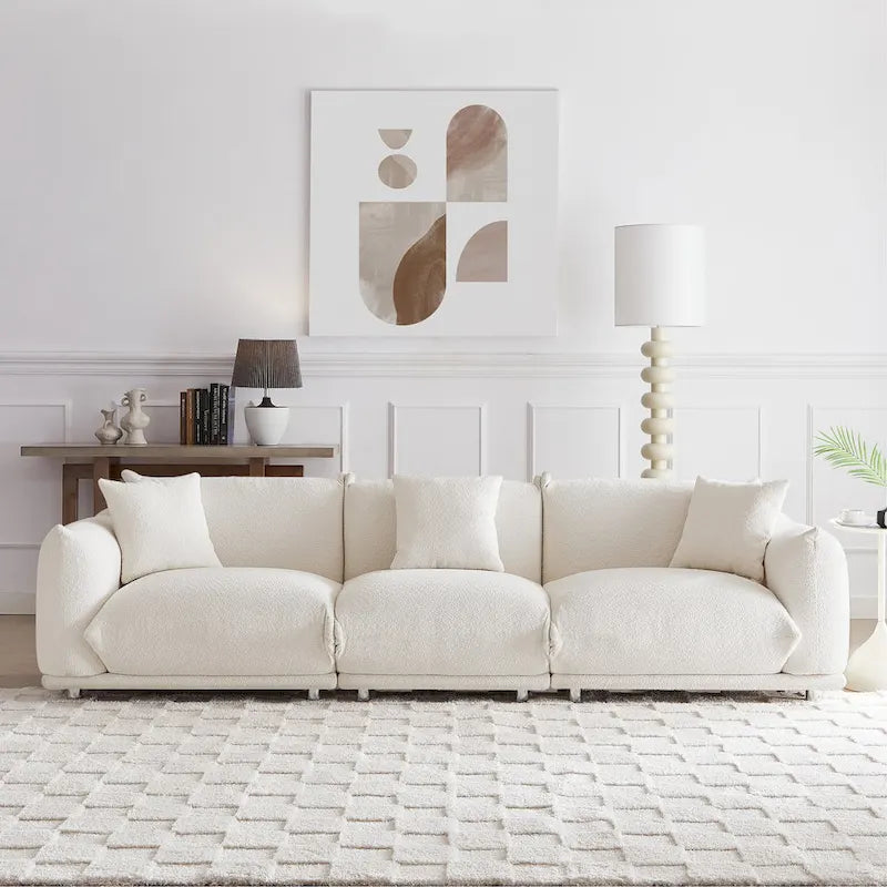 Oversized 3-seater Sofa with Metal Legs and Solid Wood Frame for Living Room