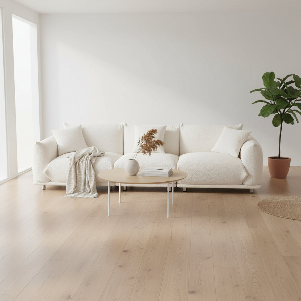 Oversized 3-seater Sofa with Metal Legs and Solid Wood Frame for Living Room
