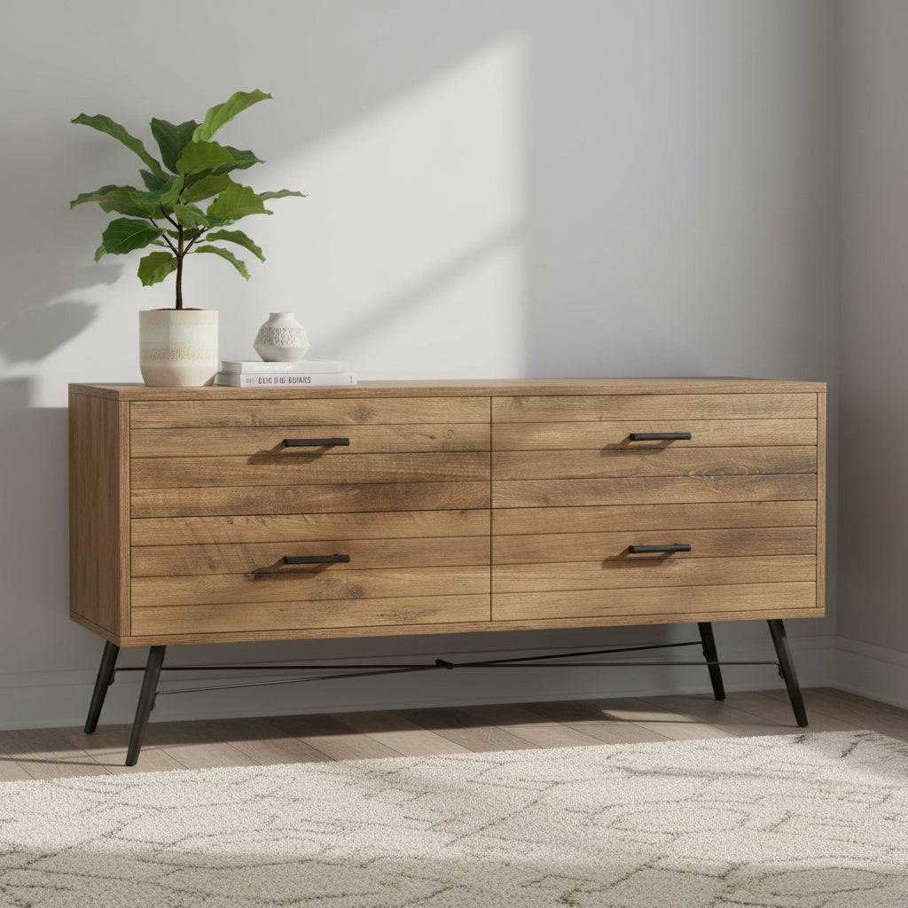 4-Drawer Horizontal Dresser, Dressers Bedroom Furniture Large Storage Tower Unit for Bedroom, Closet Living Room
