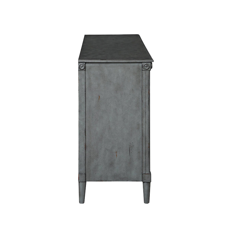 Commode traditionnelle de 152 cm de large à six tiroirs et deux demi-tiroirs