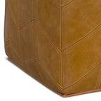 Pouf carré contemporain en cuir véritable marron