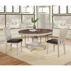 Table de salle à manger ronde en chêne cérusé - Chêne cérusé et blanc