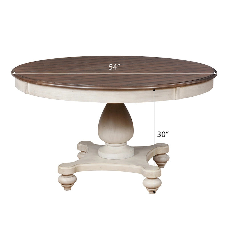 Table de salle à manger ronde en chêne cérusé - Chêne cérusé et blanc