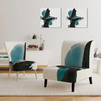 Fauteuil de salon moderne géométrique noir, bleu et vert - Fauteuil