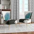 Fauteuil de salon moderne géométrique noir, bleu et vert - Fauteuil