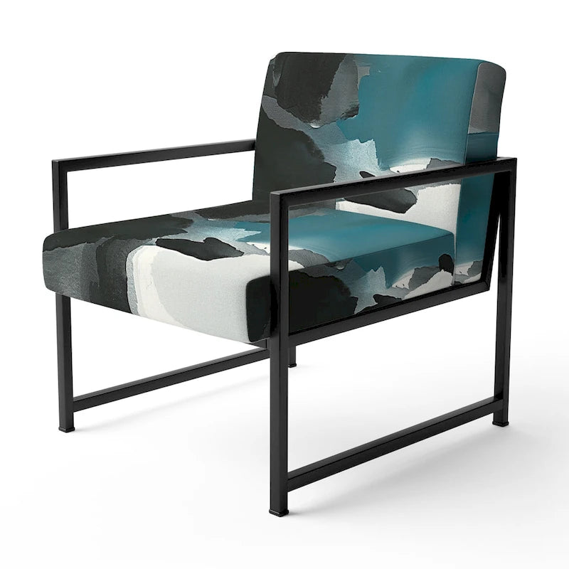 Fauteuil de salon moderne géométrique noir, bleu et vert - Fauteuil