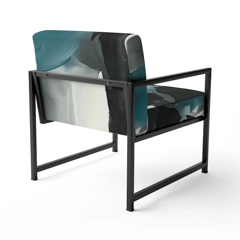 Fauteuil de salon moderne géométrique noir, bleu et vert - Fauteuil