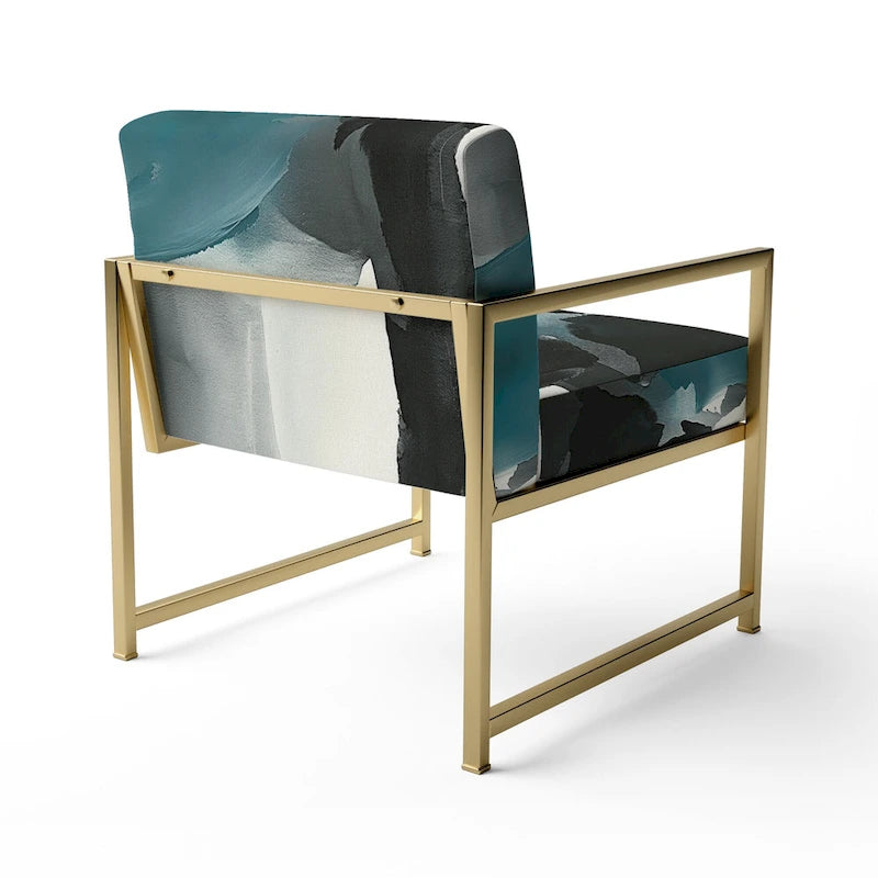 Fauteuil de salon moderne géométrique noir, bleu et vert - Fauteuil