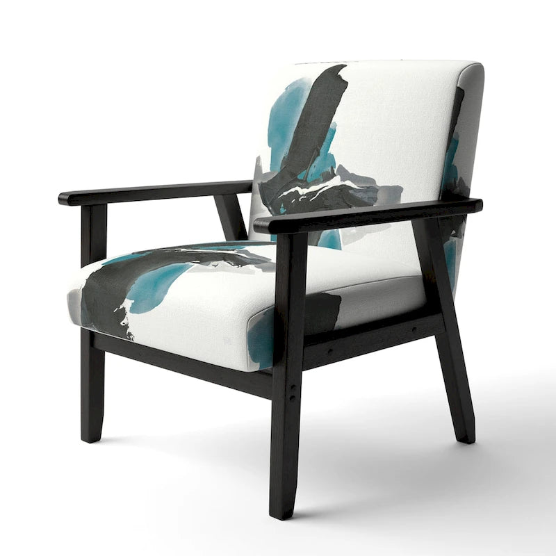 Fauteuil de salon moderne géométrique noir, bleu et vert - Fauteuil