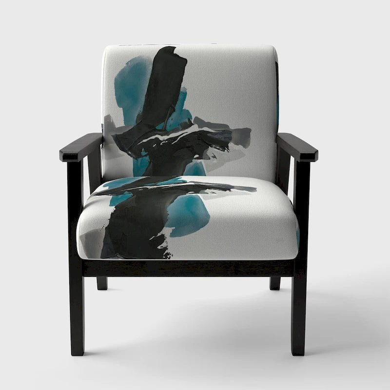 Fauteuil de salon moderne géométrique noir, bleu et vert - Fauteuil
