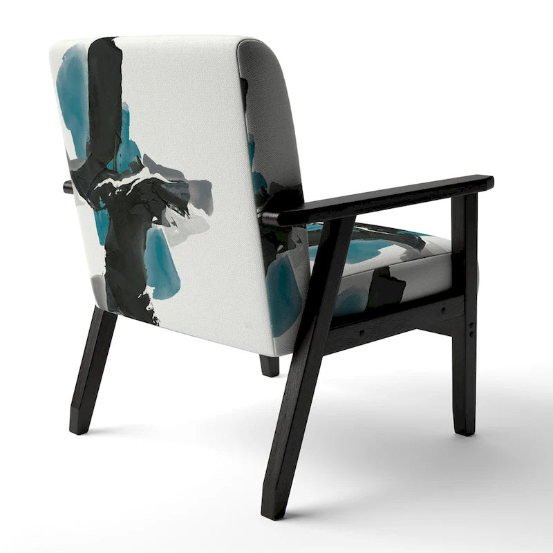 Fauteuil de salon moderne géométrique noir, bleu et vert - Fauteuil