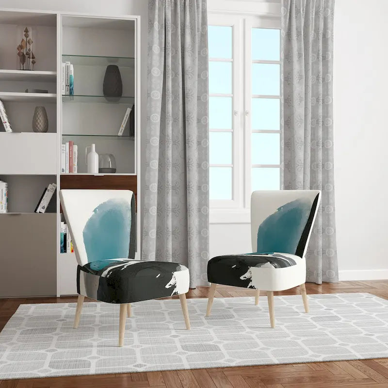 Fauteuil de salon moderne géométrique noir, bleu et vert - Fauteuil