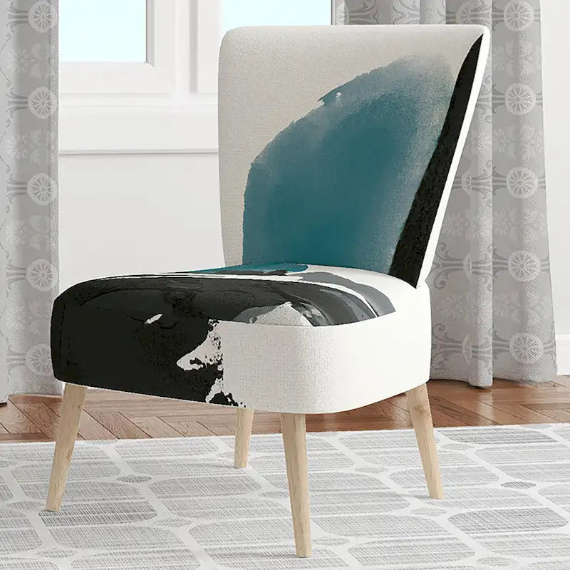 Fauteuil de salon moderne géométrique noir, bleu et vert - Fauteuil