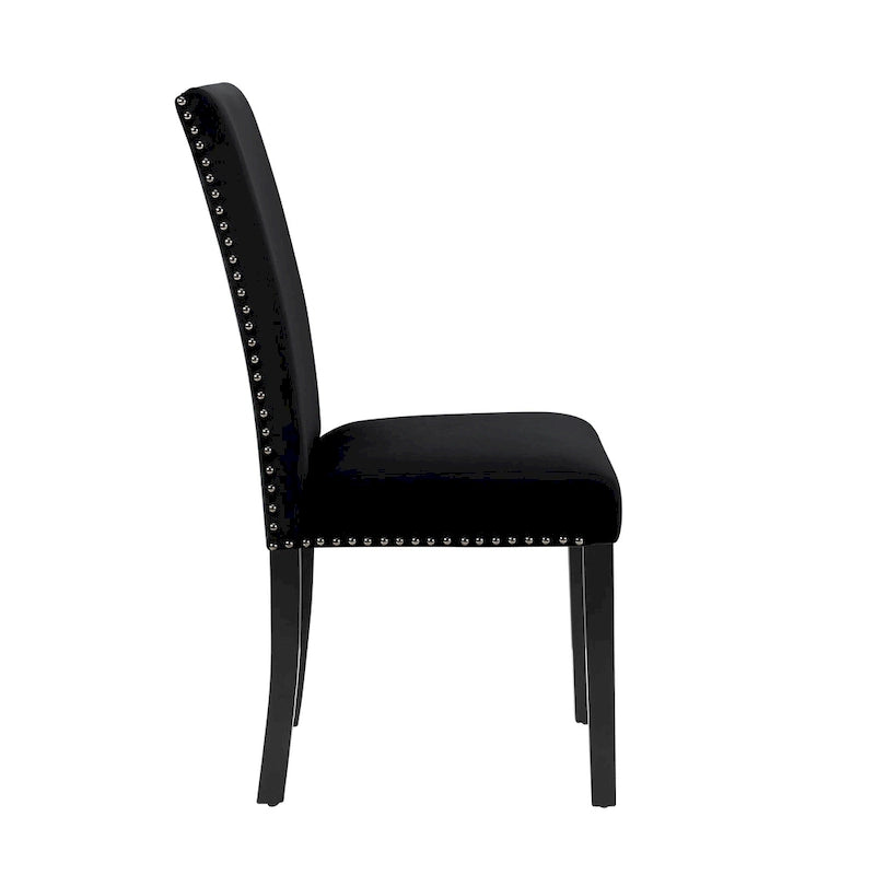 Contemporary Velvet Dining Chair with Nailhead Trim, Set of 2