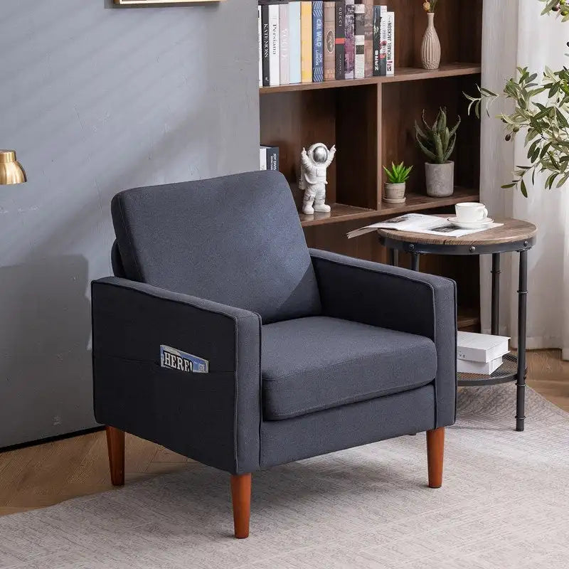 Fauteuil d'appoint individuel "Bombe Nucléaire" pieds en bois massif