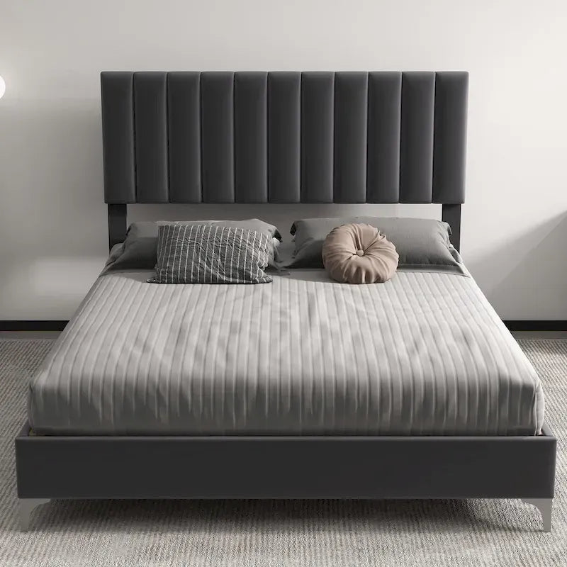 Bed Frame, with Adjustable Headboard, No Box Spring Needed, Load Up to 800Lbs