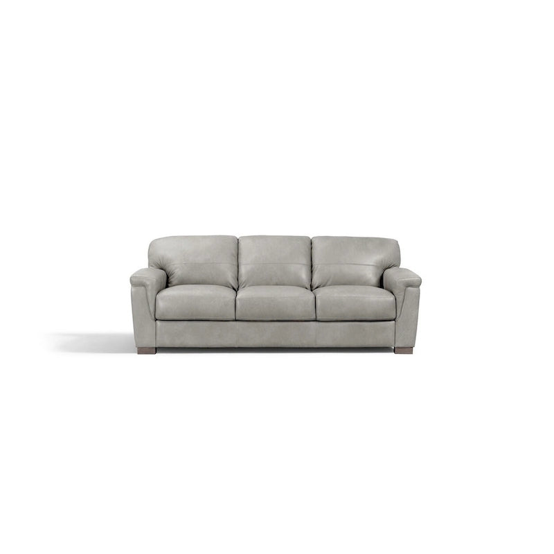 Gray Leather Sofa With Black Legs