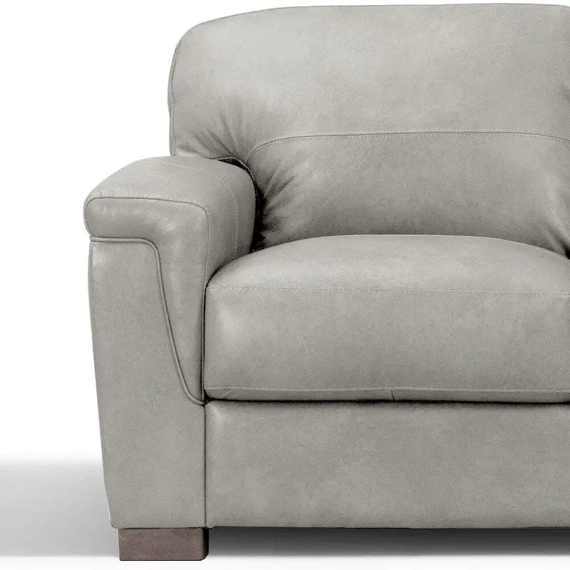 Gray Leather Sofa With Black Legs