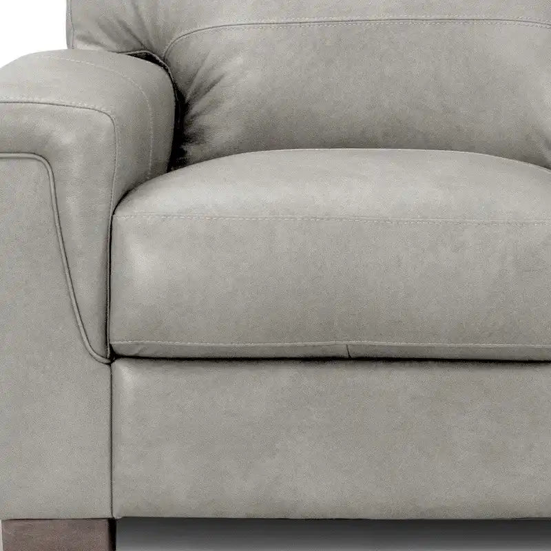 Gray Leather Sofa With Black Legs