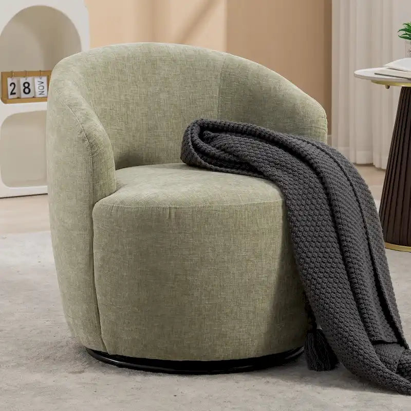 Fauteuil pivotant d'appoint en tissu avec anneau en métal thermolaqué noir