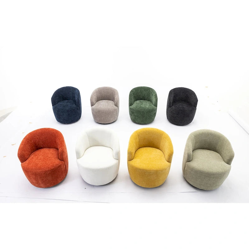 Fauteuil pivotant d'appoint en tissu avec anneau en métal thermolaqué noir