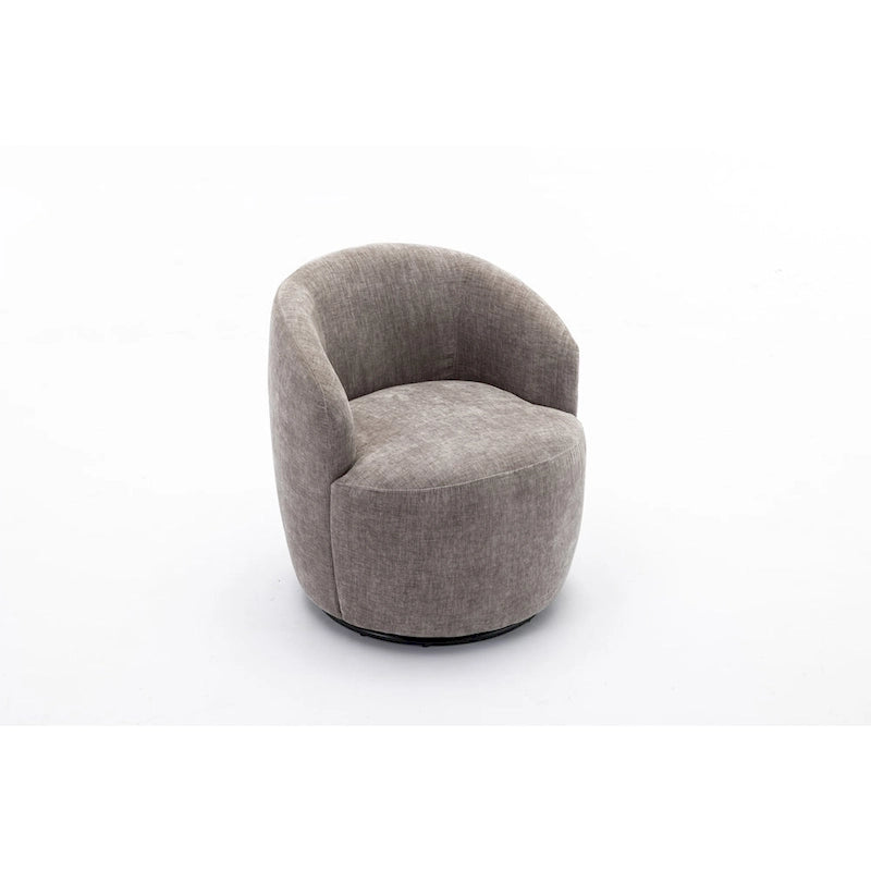 Fauteuil pivotant d'appoint en tissu avec anneau en métal thermolaqué noir