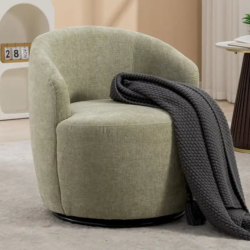 Fauteuil pivotant d'appoint en tissu avec anneau en métal thermolaqué noir