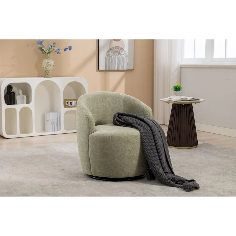 Fauteuil pivotant d'appoint en tissu avec anneau en métal thermolaqué noir