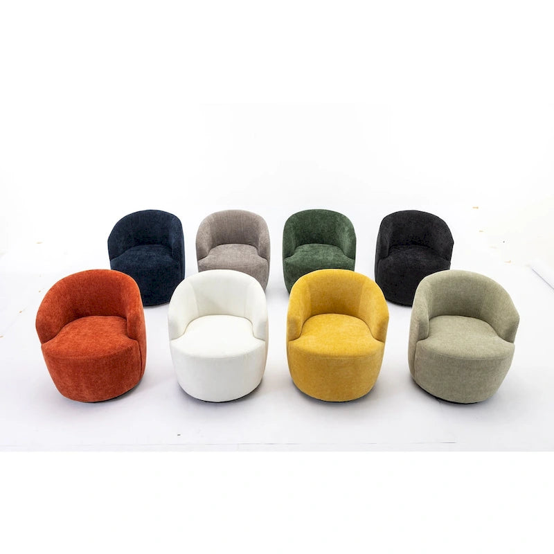 Fauteuil pivotant d'appoint en tissu avec anneau en métal thermolaqué noir