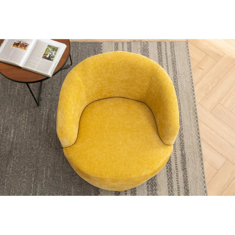 Fauteuil pivotant d'appoint en tissu avec anneau en métal thermolaqué noir