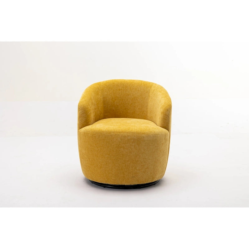 Fauteuil pivotant d'appoint en tissu avec anneau en métal thermolaqué noir