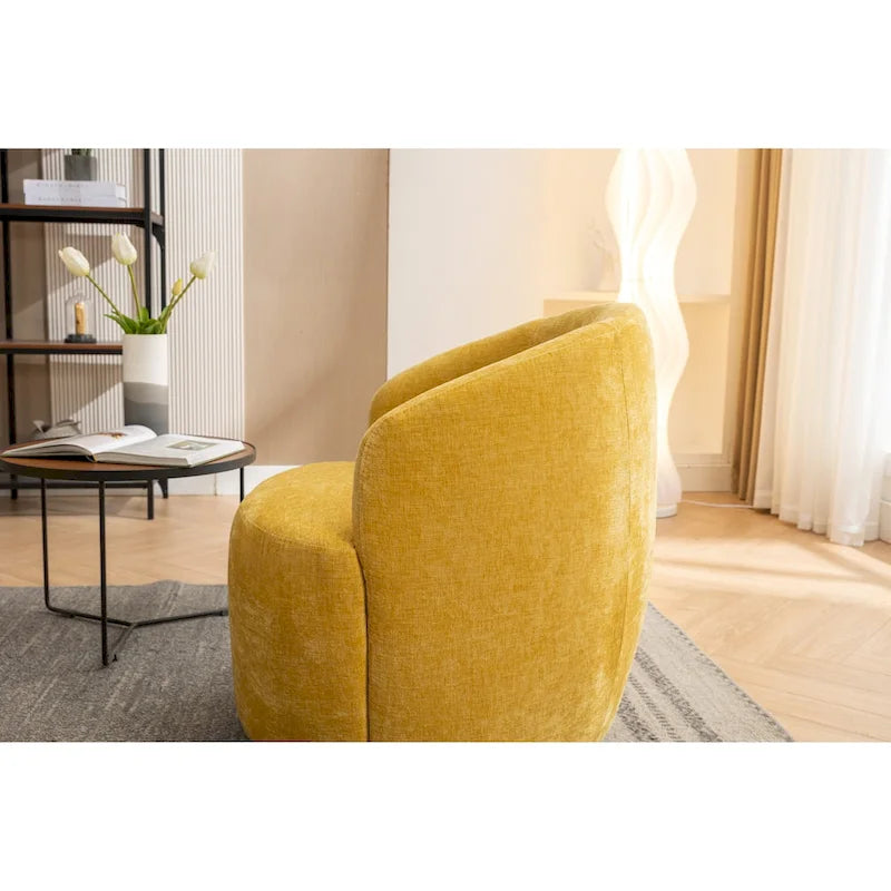 Fauteuil pivotant d'appoint en tissu avec anneau en métal thermolaqué noir
