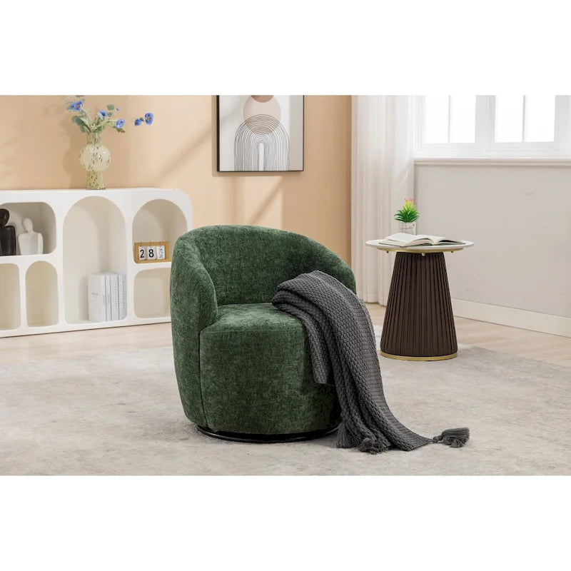 Fauteuil pivotant d'appoint en tissu avec anneau en métal thermolaqué noir