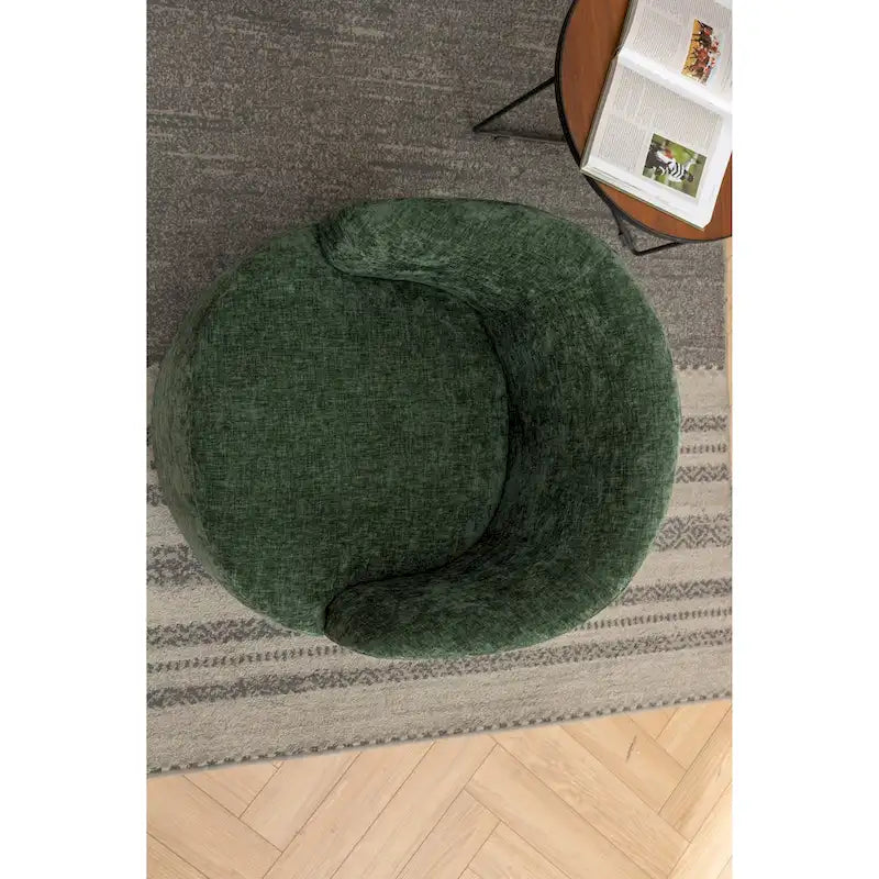 Fauteuil pivotant d'appoint en tissu avec anneau en métal thermolaqué noir