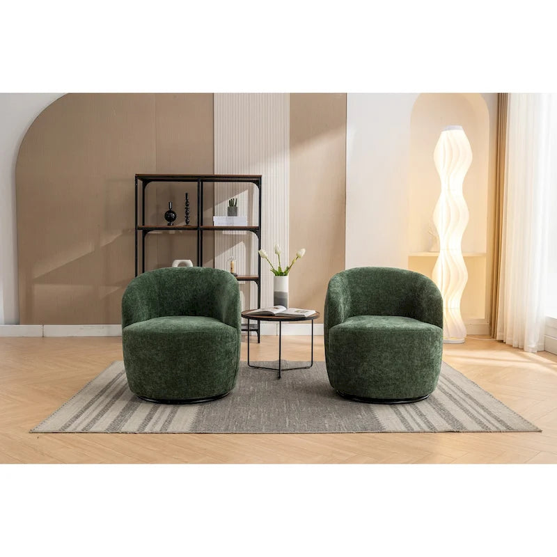 Fauteuil pivotant d'appoint en tissu avec anneau en métal thermolaqué noir