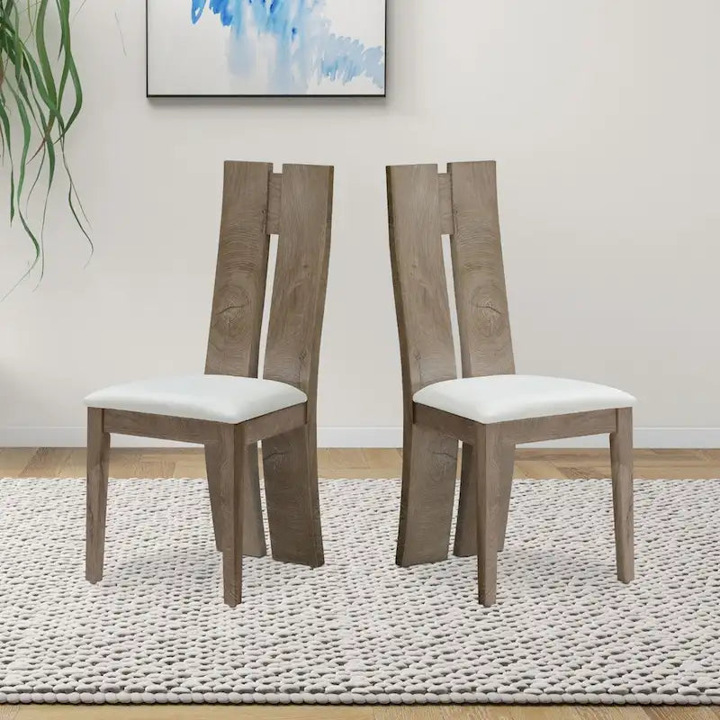 Chaises de salle à manger en cuir à dossier haut (lot de 2)