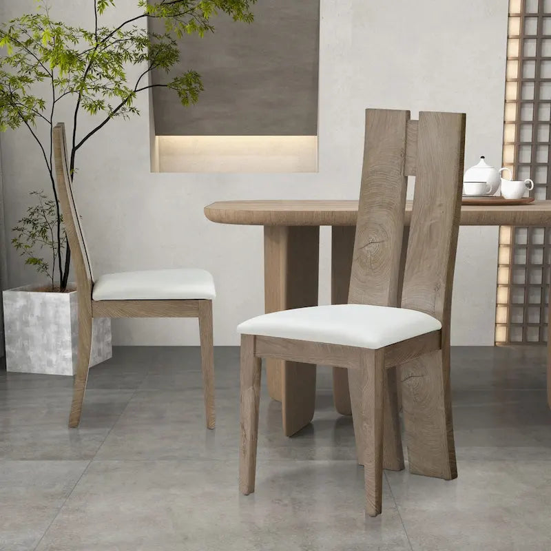 Chaises de salle à manger en cuir à dossier haut (lot de 2)