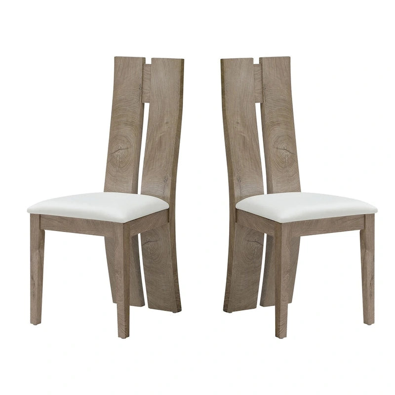 Chaises de salle à manger en cuir à dossier haut (lot de 2)